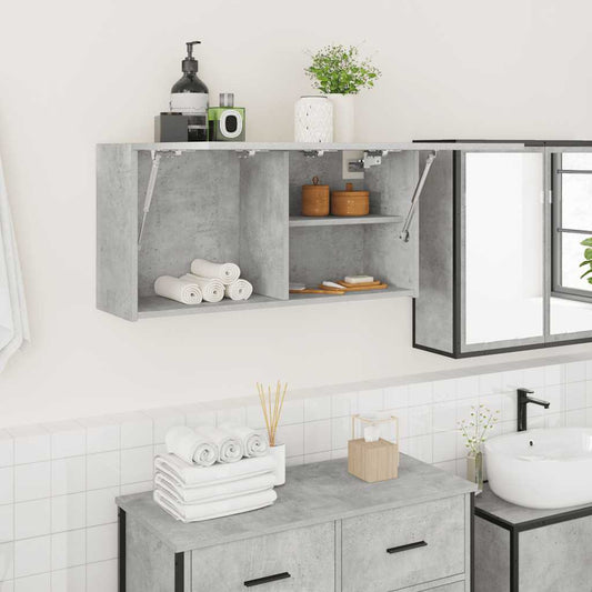 Bathroom Wall Cabinet Concrete Grey 80x25x40 cm Engineered Wood
