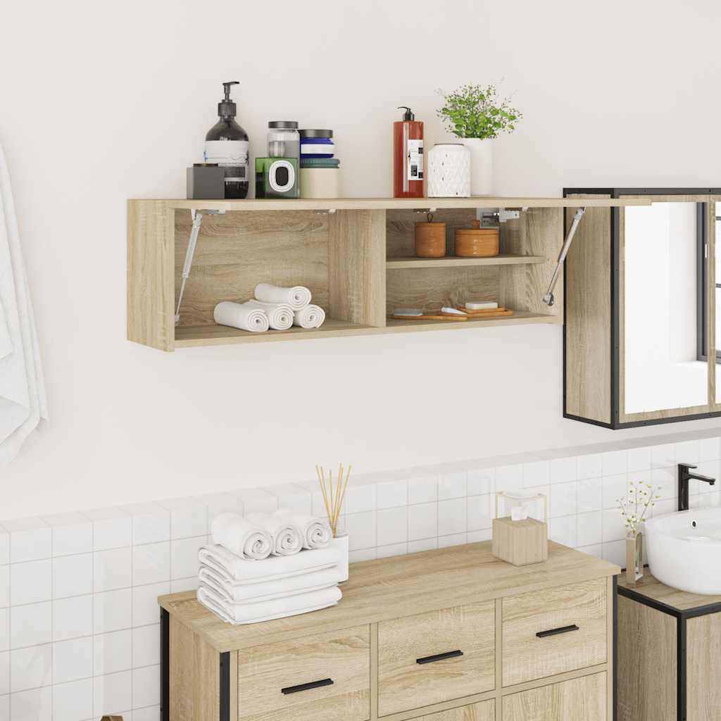 Bathroom Wall Cabinet Sonoma Oak 100x25x30 cm Engineered Wood