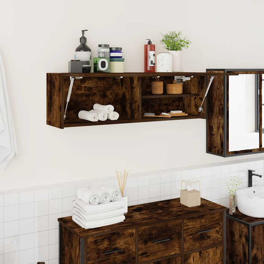 Bathroom Wall Cabinet Smoked Oak 100x25x30 cm Engineered Wood