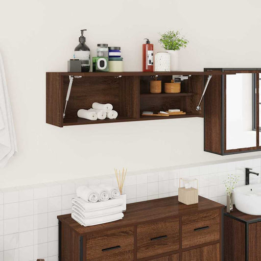 Bathroom Wall Cabinet Brown Oak 100x25x30 cm Engineered Wood