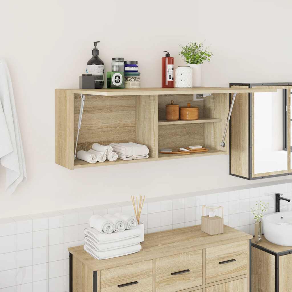 Bathroom Wall Cabinet Sonoma Oak 100x25x40 cm Engineered Wood