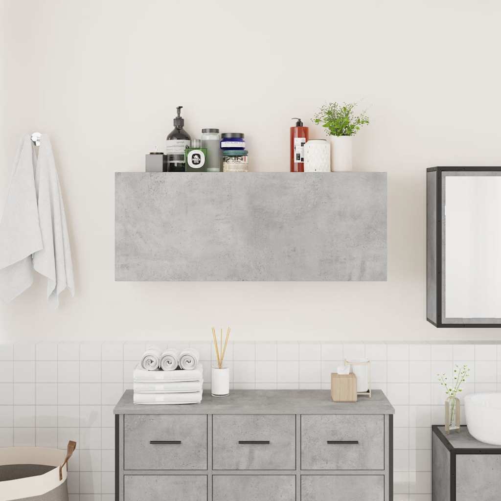 Bathroom Wall Cabinet Concrete Grey 100x25x40 cm Engineered Wood