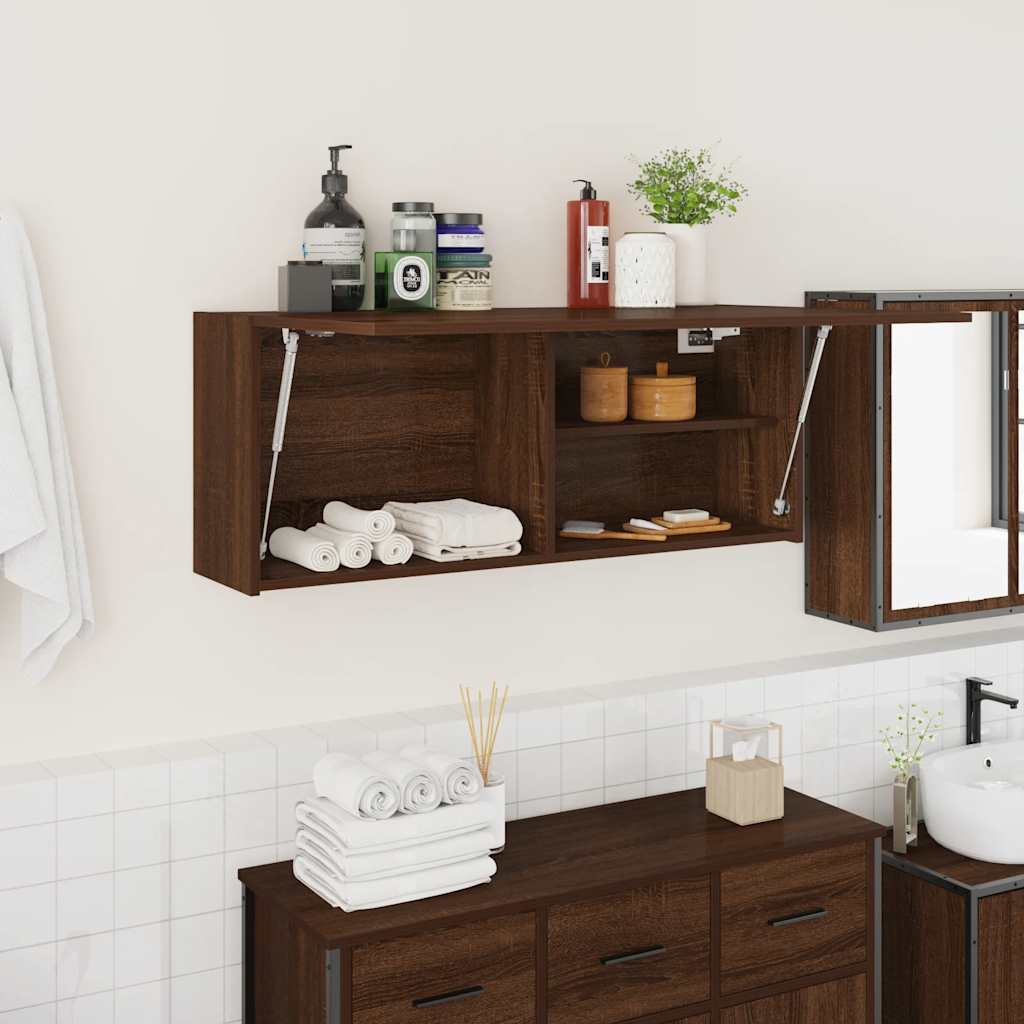 Bathroom Wall Cabinet Brown Oak 100x25x40 cm Engineered Wood