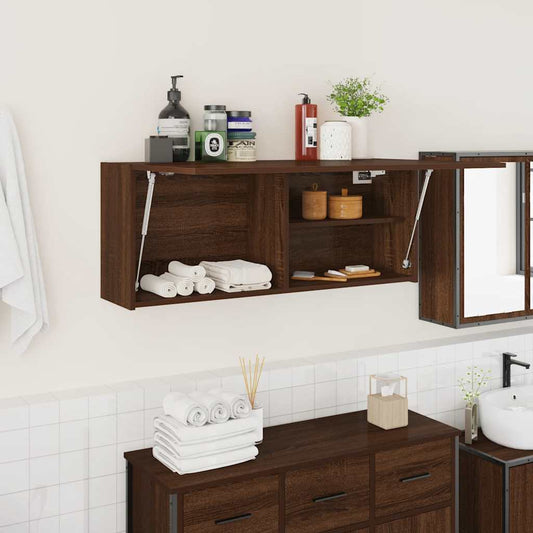 Bathroom Wall Cabinet Brown Oak 100x25x40 cm Engineered Wood
