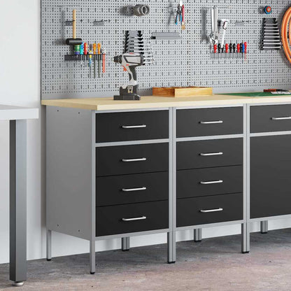 Work Cabinet with Drawer 2 pcs Black and Grey 100 x 55 x 85 cm