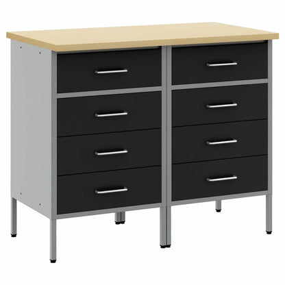 Work Cabinet with Drawer 2 pcs Black and Grey 100 x 55 x 85 cm