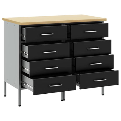 Work Cabinet with Drawer 2 pcs Black and Grey 100 x 55 x 85 cm