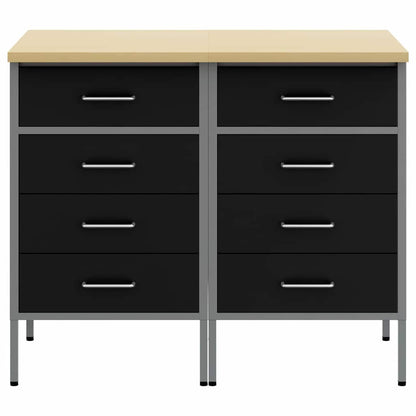 Work Cabinet with Drawer 2 pcs Black and Grey 100 x 55 x 85 cm