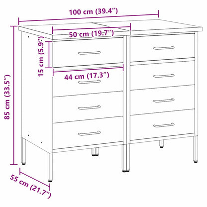 Work Cabinet with Drawer 2 pcs Black and Grey 100 x 55 x 85 cm