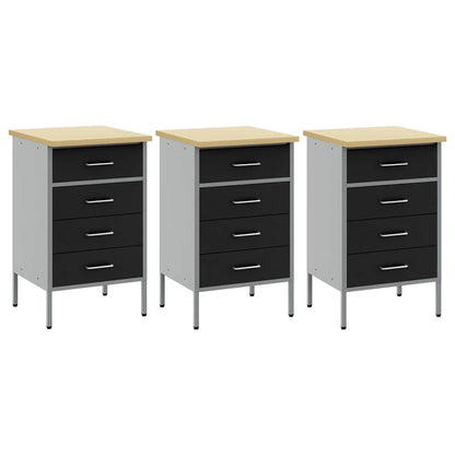 Work Cabinet with Drawer 3 pcs Black and Grey 150 x 55 x 85 cm