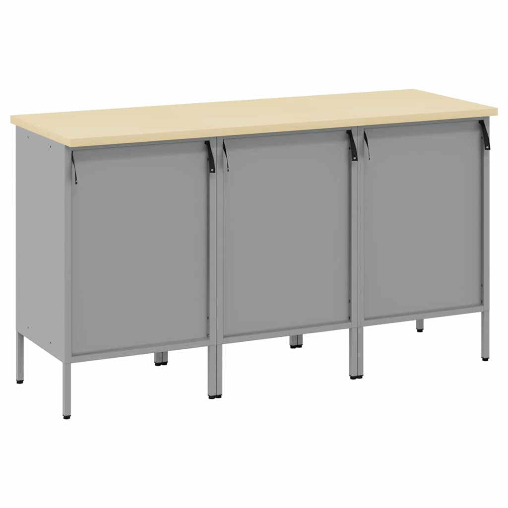 Work Cabinet with Drawer 3 pcs Black and Grey 150 x 55 x 85 cm