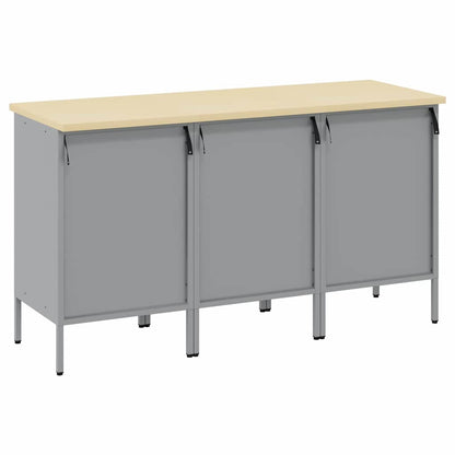 Work Cabinet with Drawer 3 pcs Black and Grey 150 x 55 x 85 cm