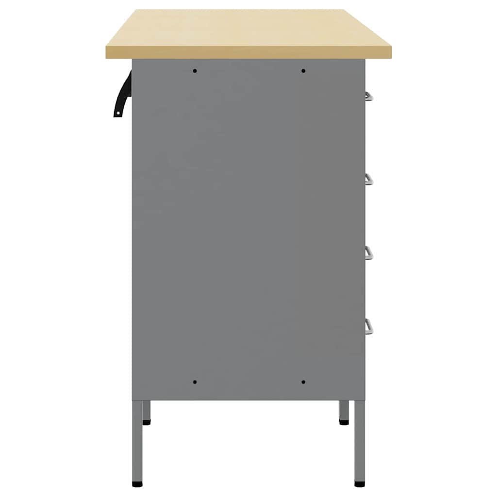 Work Cabinet with Drawer 3 pcs Black and Grey 150 x 55 x 85 cm
