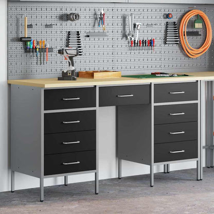 Work Cabinet with Drawer with Lock 3 pcs Black 150 x 55 x 85 cm