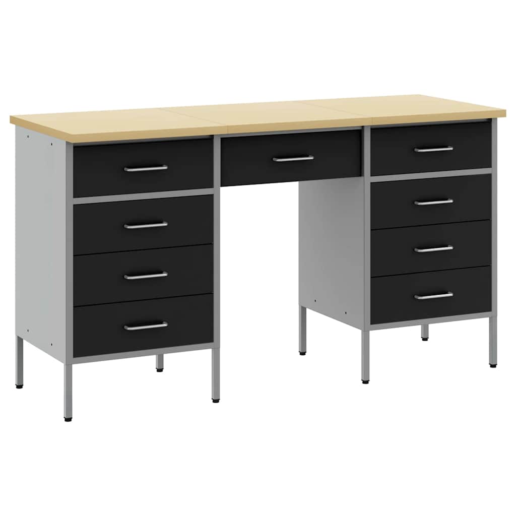 Work Cabinet with Drawer with Lock 3 pcs Black 150 x 55 x 85 cm