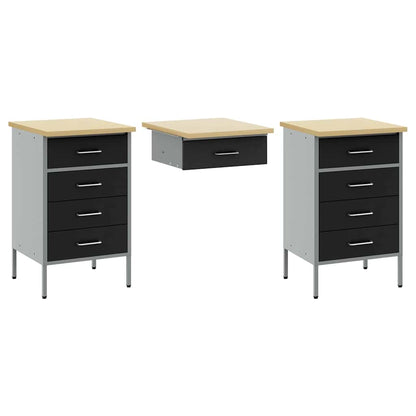 Work Cabinet with Drawer with Lock 3 pcs Black 150 x 55 x 85 cm