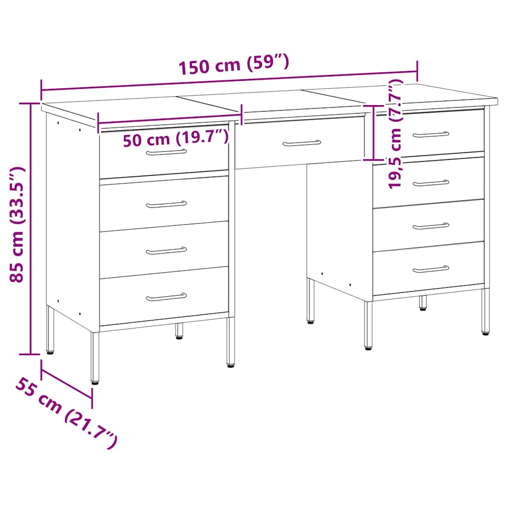 Work Cabinet with Drawer with Lock 3 pcs Black 150 x 55 x 85 cm