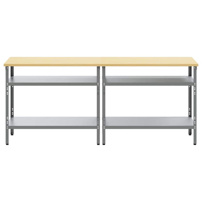 Work Bench Set with Shelf 2 pcs Grey 200 x 55 x 85 cm Steel