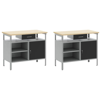 Work Bench Set with Shelf 8 pcs Grey 200 x 55 x 200 cm Steel