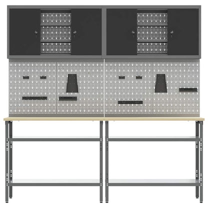 Work Bench Set with Shelf 8 pcs Grey 200 x 55 x 200 cm Steel