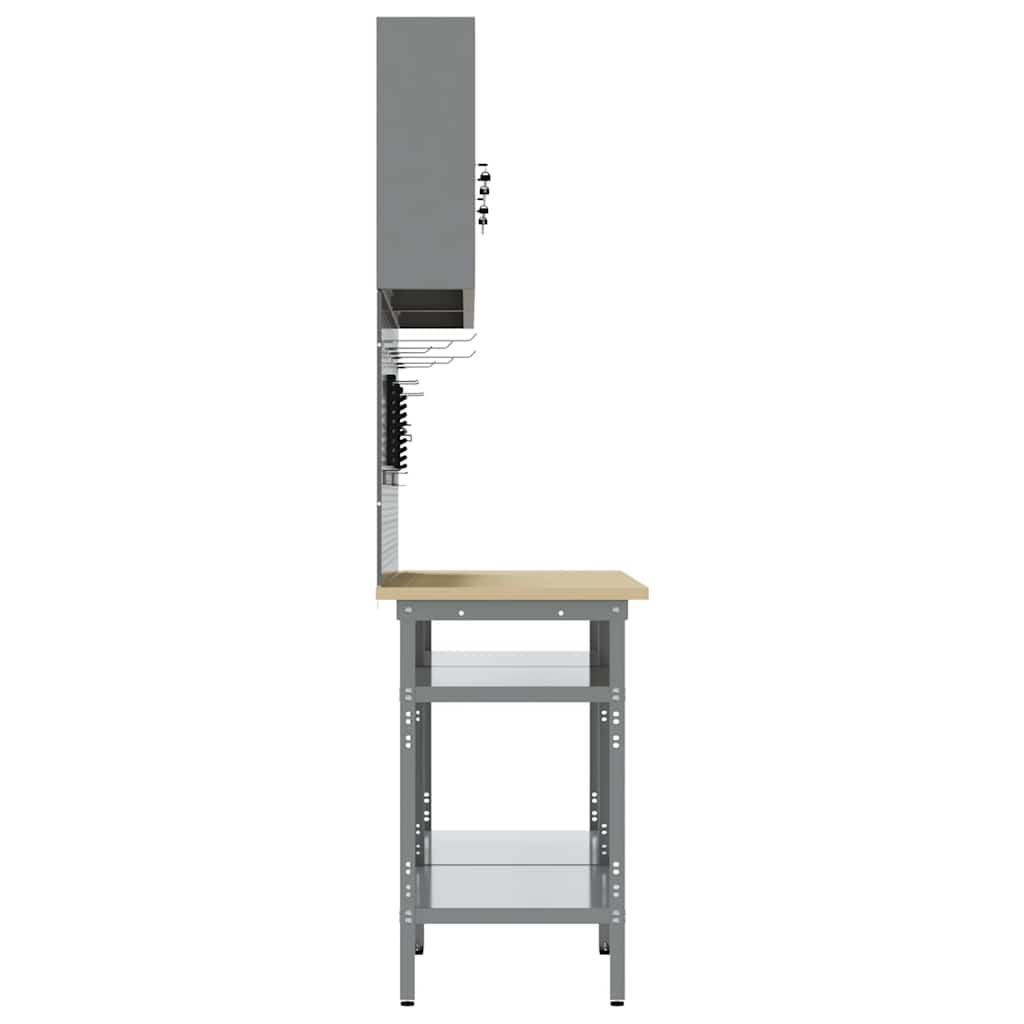 Work Bench Set with Shelf 8 pcs Grey 200 x 55 x 200 cm Steel