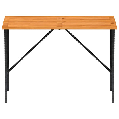 Garden Table with Acacia Wood Top Black 105x75x72 cm Poly Rattan