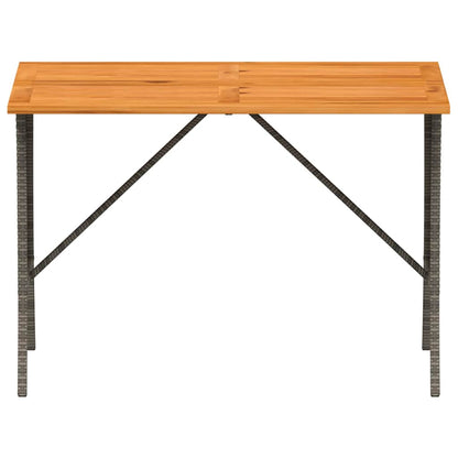 Garden Table with Acacia Wood Top Grey 105x75x72 cm Poly Rattan