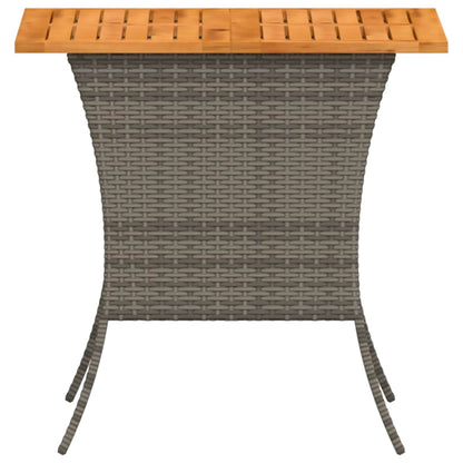 Garden Table with Acacia Wood Top Grey 105x75x72 cm Poly Rattan