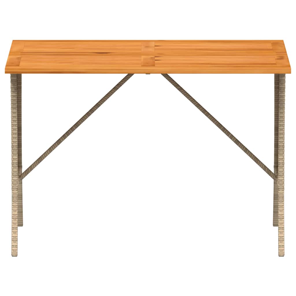 Garden Table with Acacia Wood Top Beige 105x75x72 cm Poly Rattan