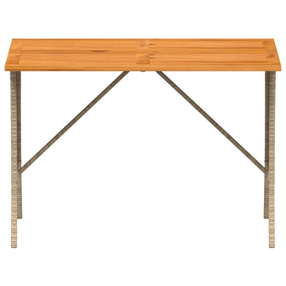 Garden Table with Acacia Wood Top Beige 105x75x72 cm Poly Rattan
