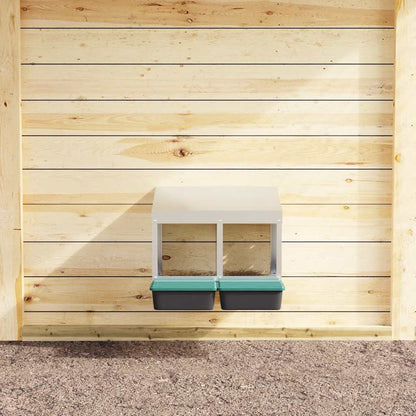 Chicken Nesting Box 2 Compartments Wall-Mounted Galvanised Steel