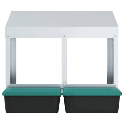 Chicken Nesting Box 2 Compartments Wall-Mounted Galvanised Steel