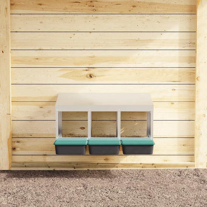 Chicken Nesting Box 3 Compartments Wall-Mounted Galvanised Steel