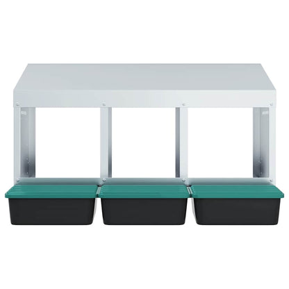 Chicken Nesting Box 3 Compartments Wall-Mounted Galvanised Steel