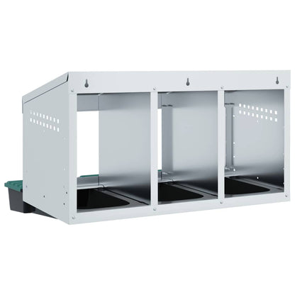 Chicken Nesting Box 3 Compartments Wall-Mounted Galvanised Steel