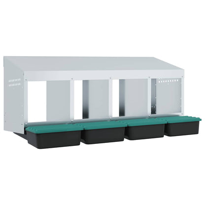 Chicken Nesting Box 4 Compartments Wall-Mounted Galvanised Steel