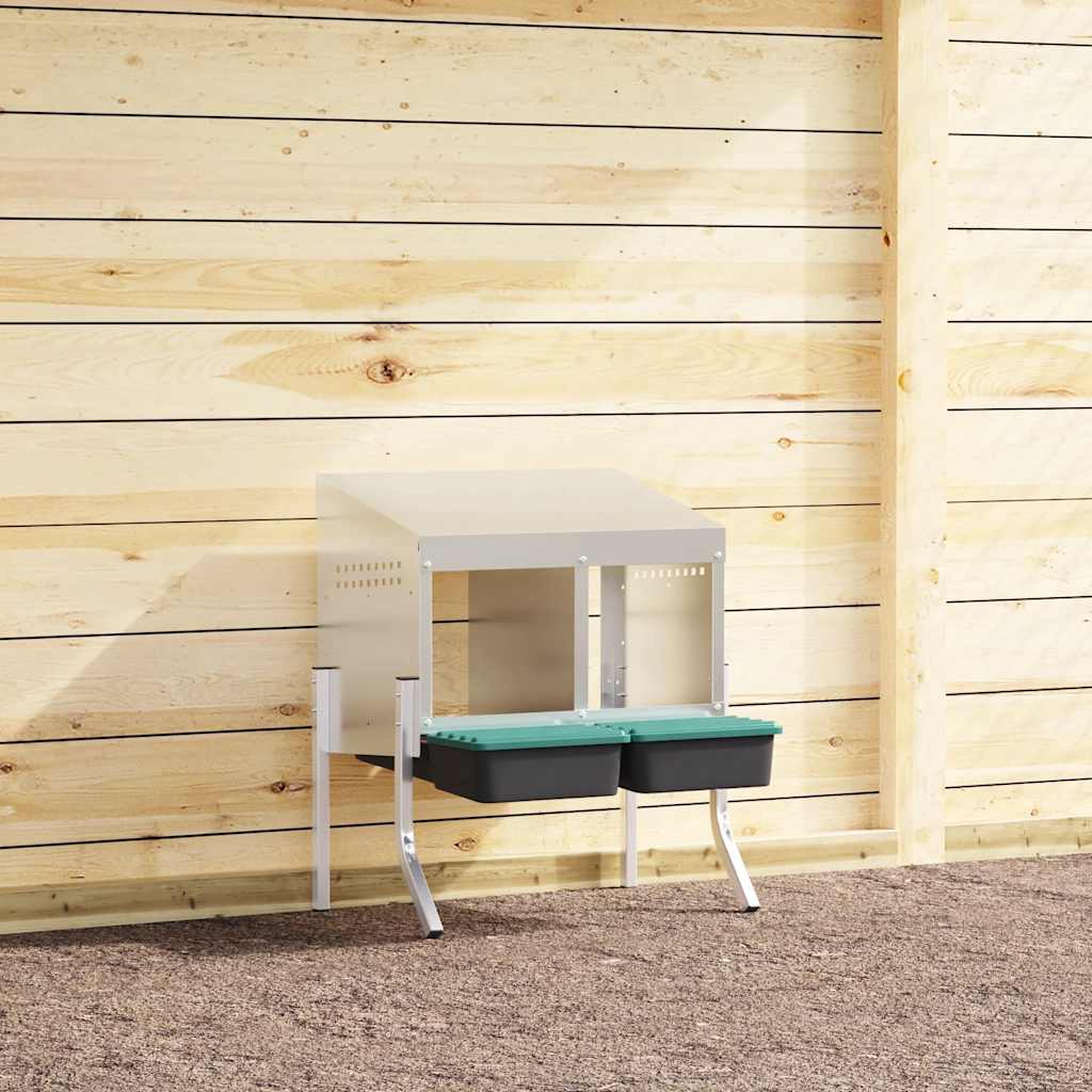 Chicken Nesting Box 2 Compartments with Legs Galvanised Steel