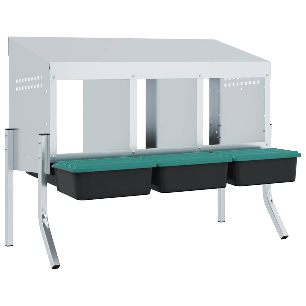 Chicken Nesting Box 3 Compartments with Legs Galvanised Steel
