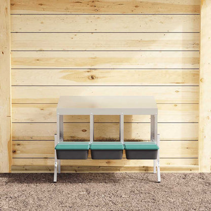 Chicken Nesting Box 3 Compartments with Legs Galvanised Steel