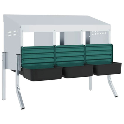 Chicken Nesting Box 3 Compartments with Legs Galvanised Steel