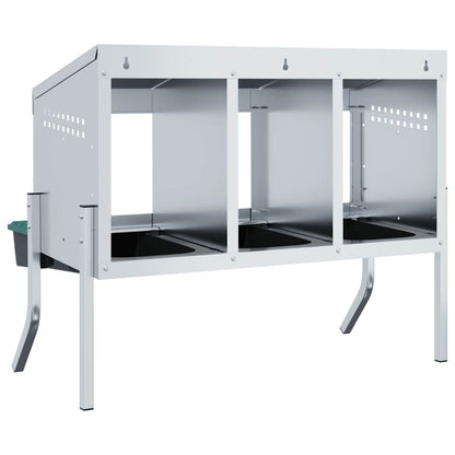 Chicken Nesting Box 3 Compartments with Legs Galvanised Steel