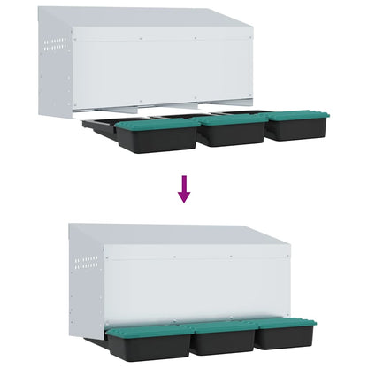 Chicken Nesting Box 3 Compartments Wall-Mounted Galvanised Steel