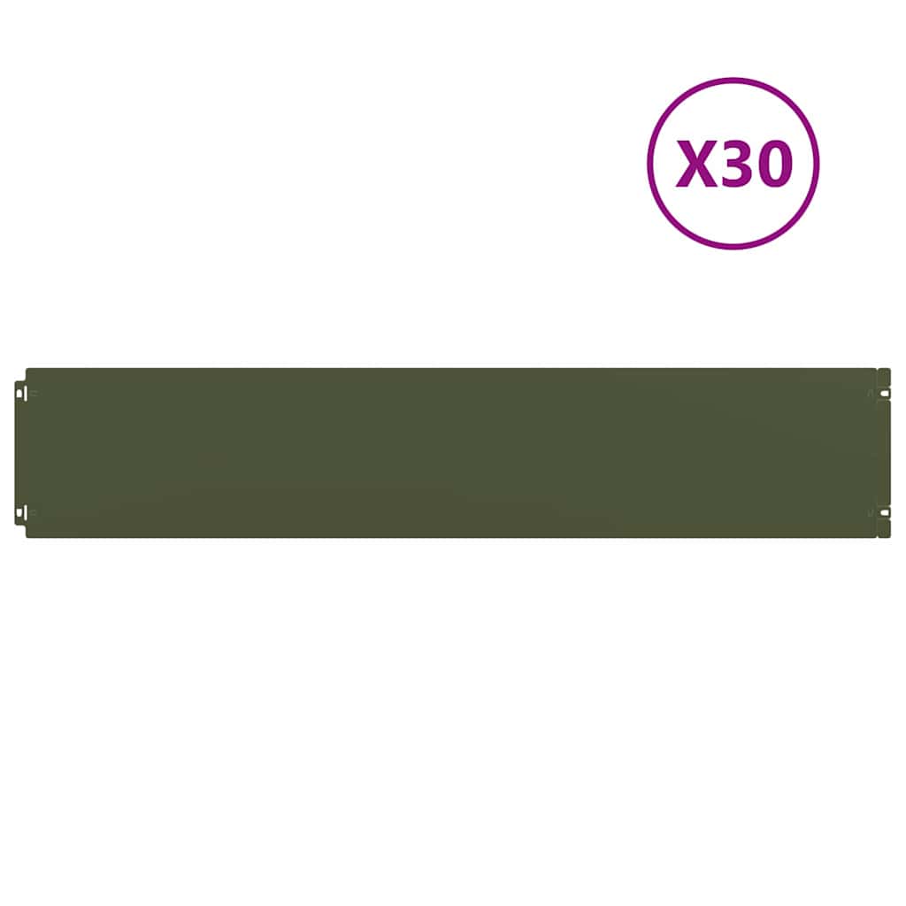 Lawn Edgings 30 pcs Olive Green 20x103 cm Cold-rolled Steel