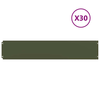 Lawn Edgings 30 pcs Olive Green 20x103 cm Cold-rolled Steel