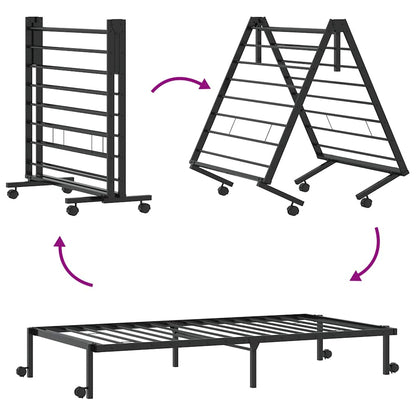Bed Frame without Mattress Foldable Black 75x190 cm Steel