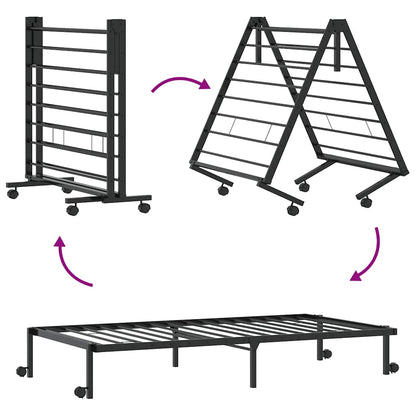 Bed Frame without Mattress Foldable Black 80x200 cm Steel