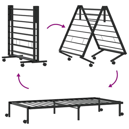 Bed Frame without Mattress Foldable Black 100x200 cm Steel