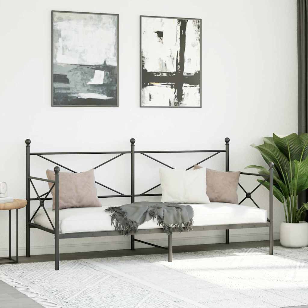 Day Bed without Mattress Black 75x190 cm Steel