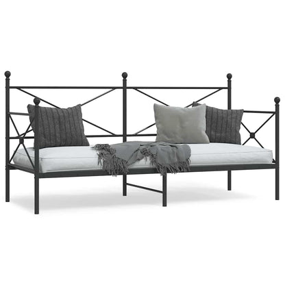Day Bed without Mattress Black 75x190 cm Steel