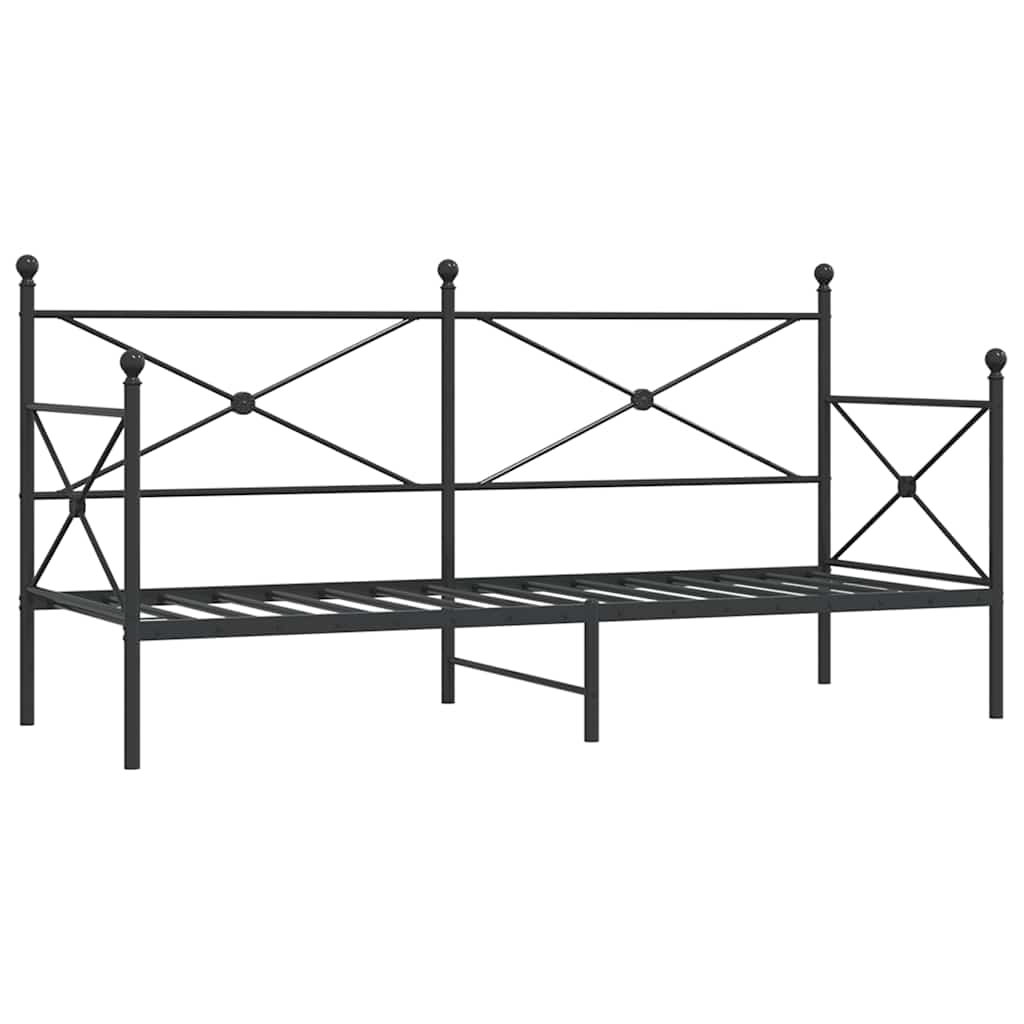 Day Bed without Mattress Black 80x200 cm Steel